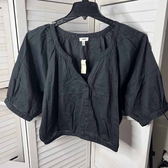 aerie Tops - Aritzia Black Button-Up Women's Top